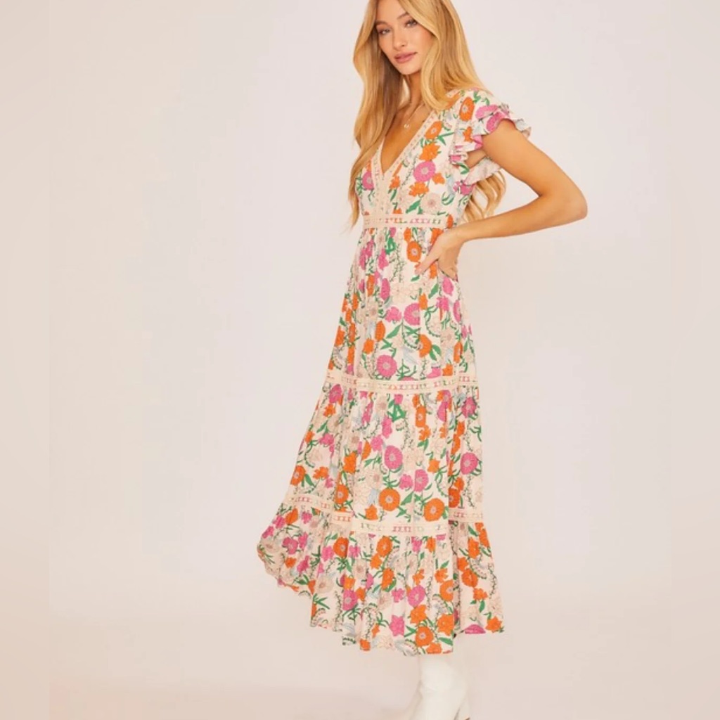 Baevely Floral V-Neck Maxi Dress
